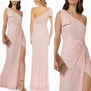 NWT Mac Duggal 93735 Pink Pearl Embellished Wedding Black Tie Formal Gown 20